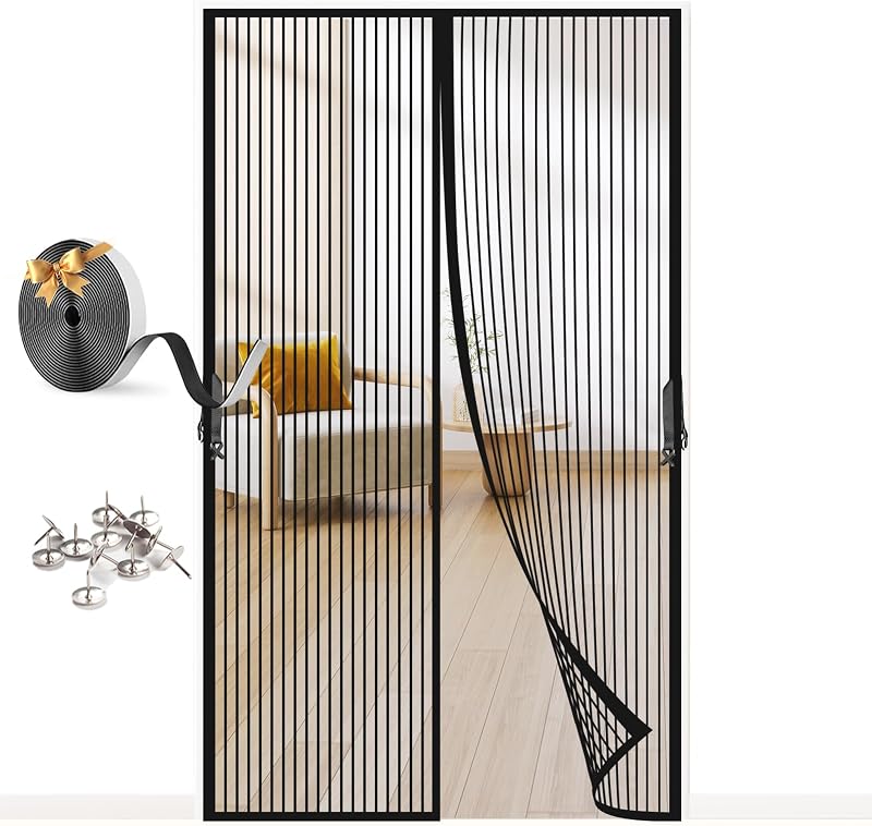 FORTRY Mágneses Szúnyogháló Erkélyajtóra 80x200cm Öntapadós Fekete