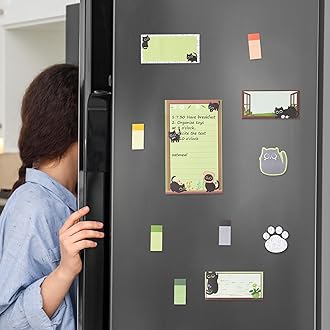 B1ykin Cute Sticky Notes Set - Wildflower Lovely Black Shaped Self-Stick Notes Pad, 550 Sheets Writing Memo Pages Sticky Notepad for Teacher Appreciation Gifts, School Office Supplies (Cat Floral)