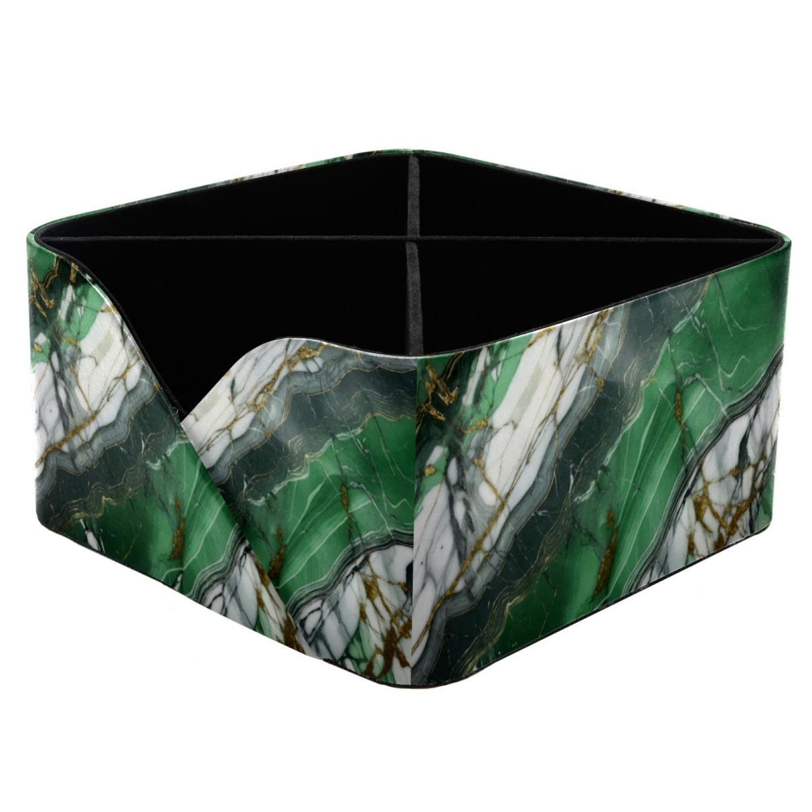 Organiseur effet marbre vert, le pot à crayons rectangulaire chic et luxueux