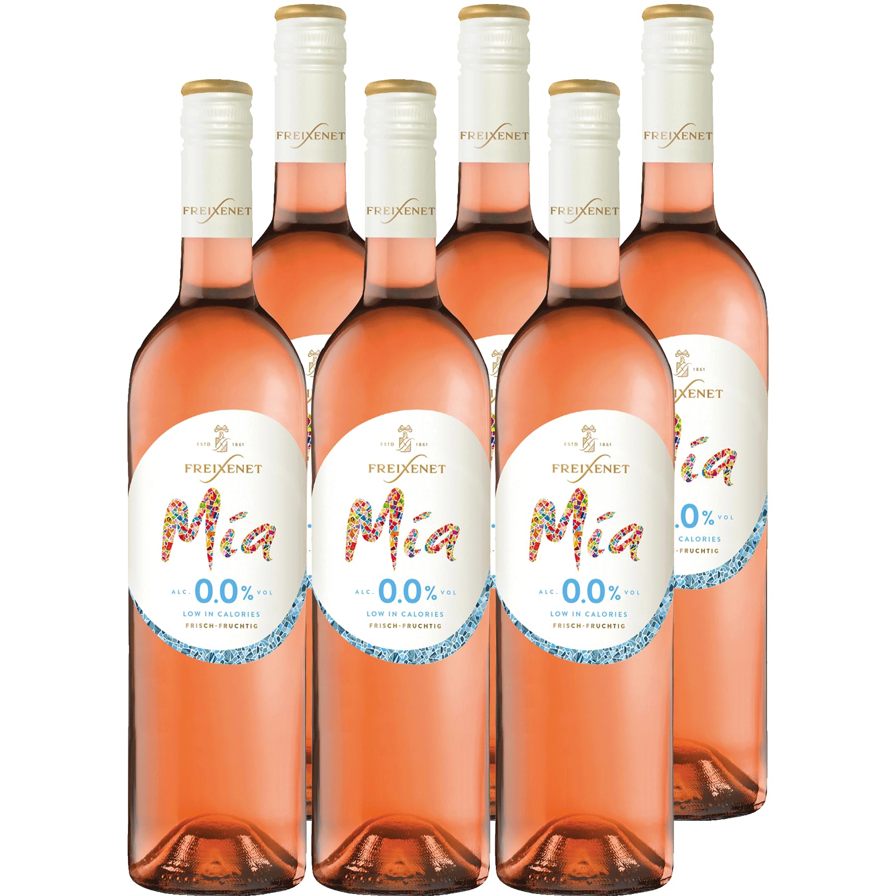 Freixenet Mía Rosado 0,0% (6x0,75 l) – Alkoholfreier Rosé mit fruchtigen Aromen von Himbeere, Kirsche und Rosenblüte, kalorienarm, hervorragend für Picknick und Party