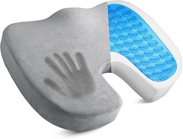 EDIMENS Memory Foam Coccyx Seat Cushions for Office Chair, Orthopedic Gel Seat Cushion for Coccyx Sciatica Back Pain Relief, Driver Car Seat Seat Cushion for Tailbone Pain, No-Slip Dual-Lining Protect