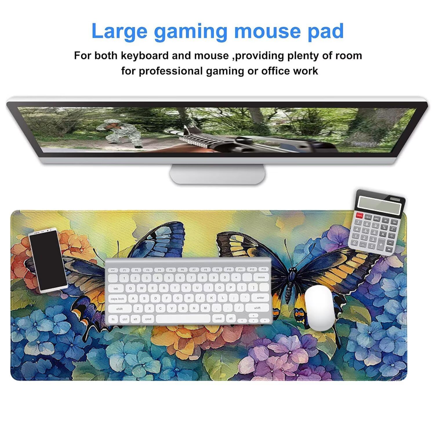 Podkładka pod mysz do gier, 1600 x 800 mm, XXL, duża gamingowa podkładka pod mysz, wodoodporna podkładka pod mysz, podkładka na biurko z przeszytymi krawędziami, mata na biurko z gumową podstawą
