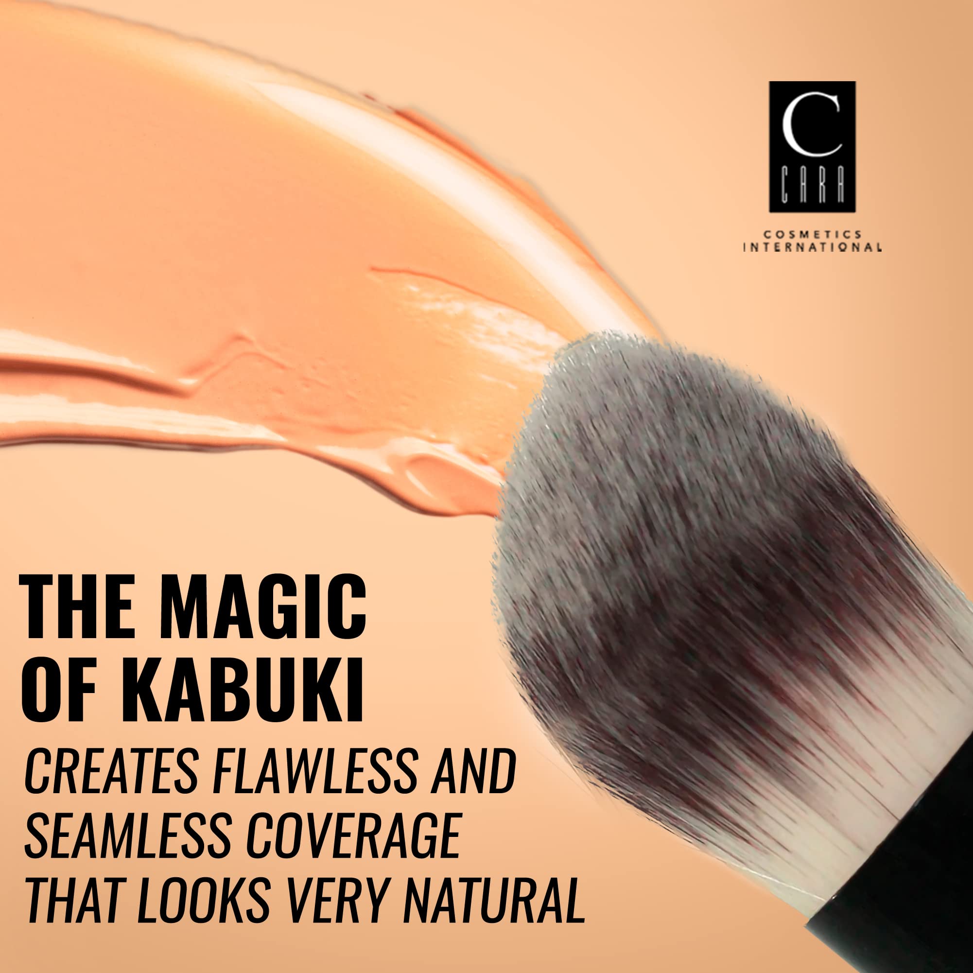 CARA Cosmetics Pinceau Kabuki #17 - Pinceau de maquillage compact pour le visage, le fard à joues, le fond de teint, le bronzage et le maquillage liquide, pinceau à blush rétractable sans couture,