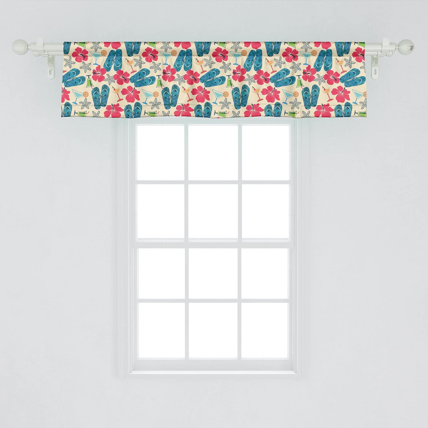 Ambesonne Flip Flop Window Valance Pack of 2, Exotic