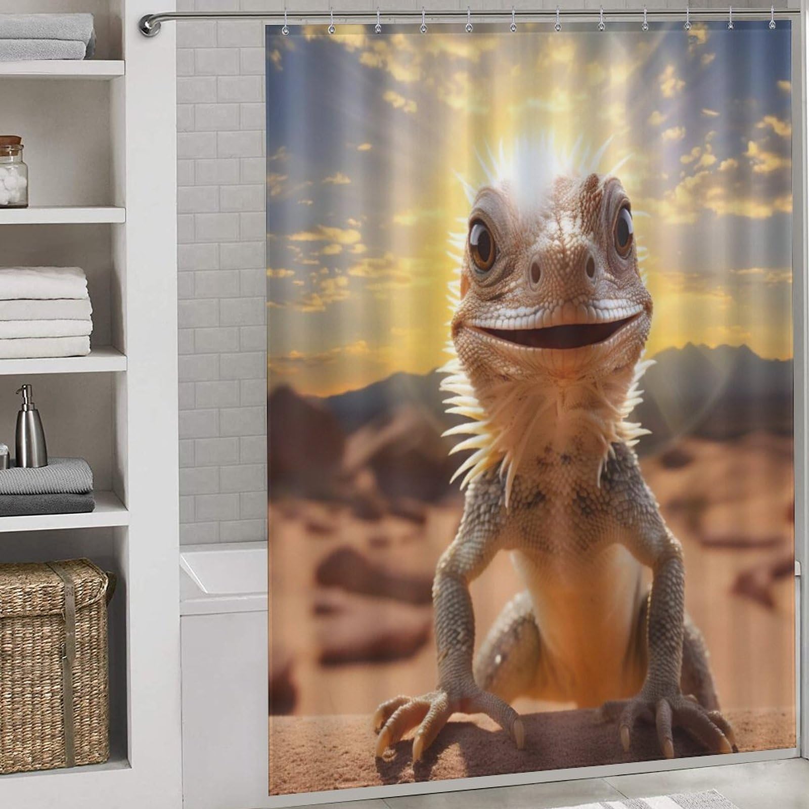 Rideau de douche polyester 168x183 cm anti-rouille Chameleon