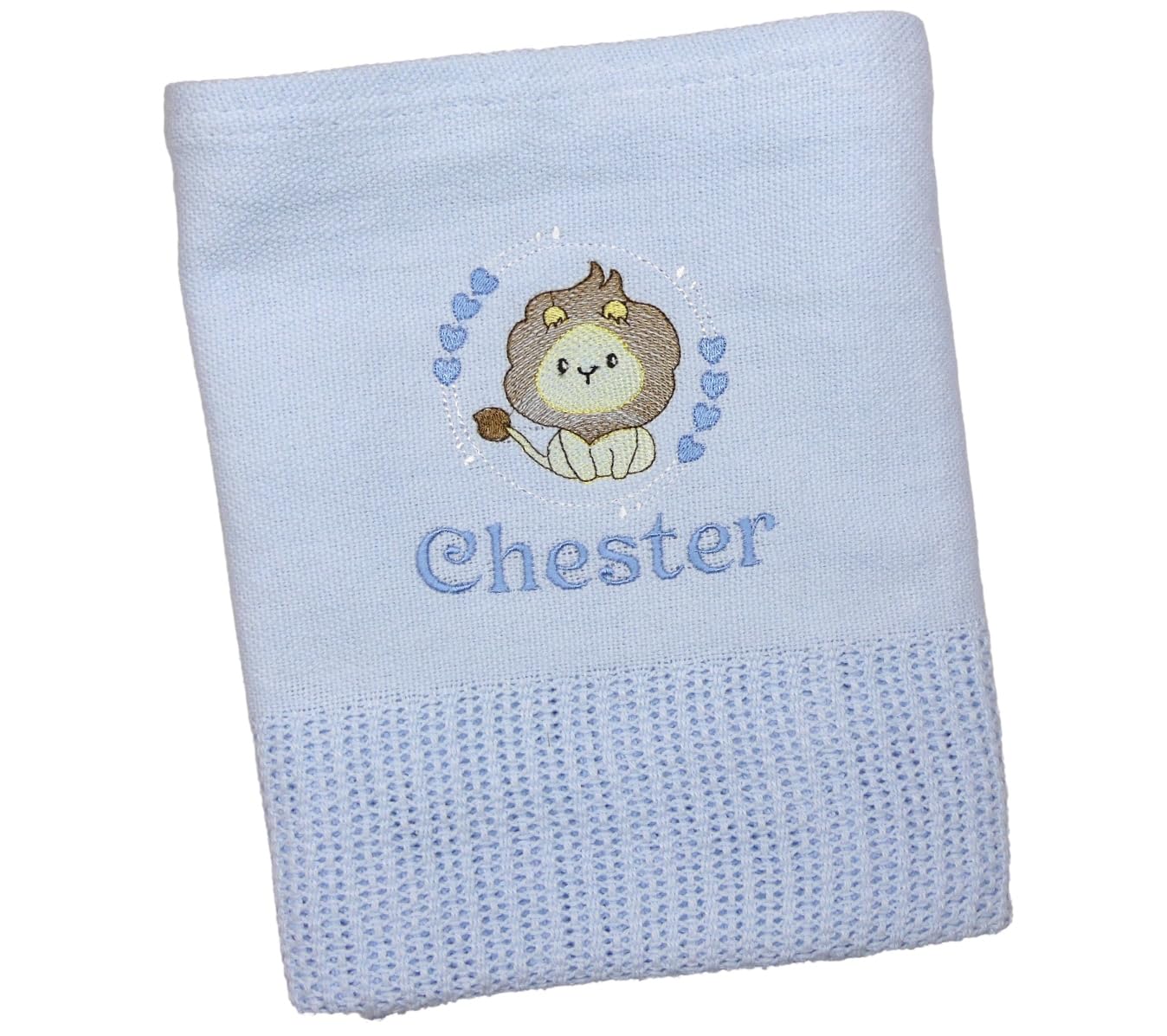 The Pyjama Party Personalised Baby Cellular Blanket with Embroidered Animal Motif 110cm x 70cm 100% Cotton Ideal Baby Gift