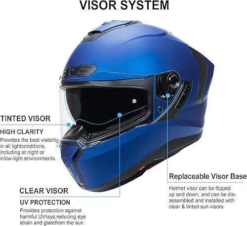Miniatura 4 de Casco de motocicleta de doble visera para adultos, jóvenes, hombres y mujeres, aprobado por ECE y DOT, casco de carreras con visera tintada