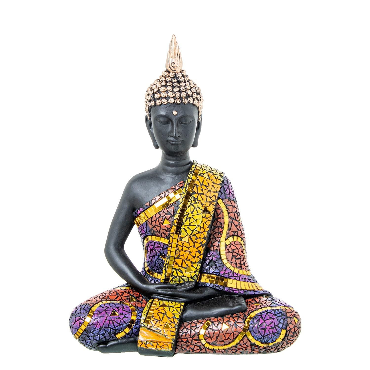 Figura de un Buda con Mosaico de Resina Multicolor 13x22x30 cm