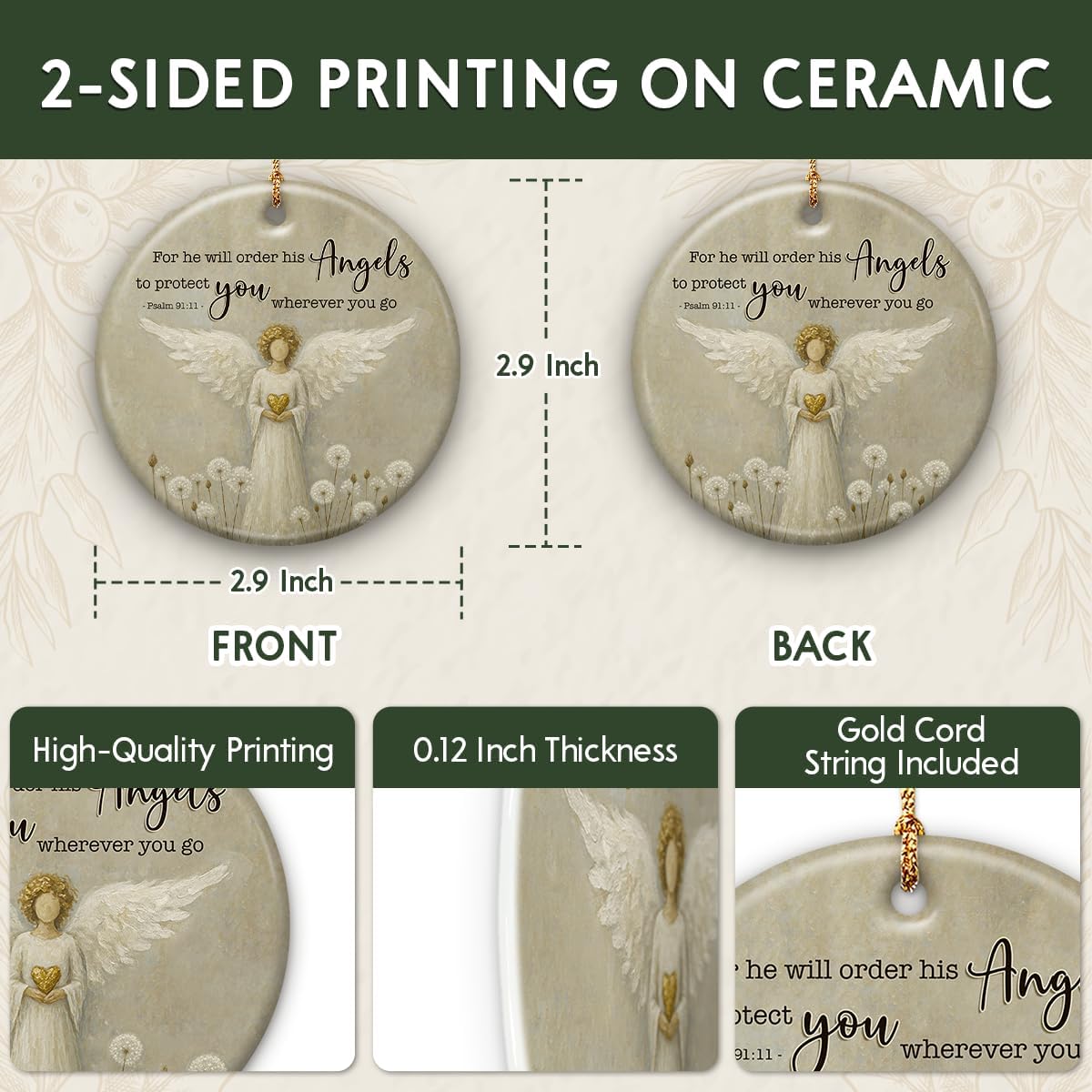 Angels Ornament – Inspirational Christmas Ornament, Guardian Angel Protection Gift Ideas, Xmas Decoration, Religious Faith Decor for Tree, Angel Protect Memorial Keepsake - Image 3