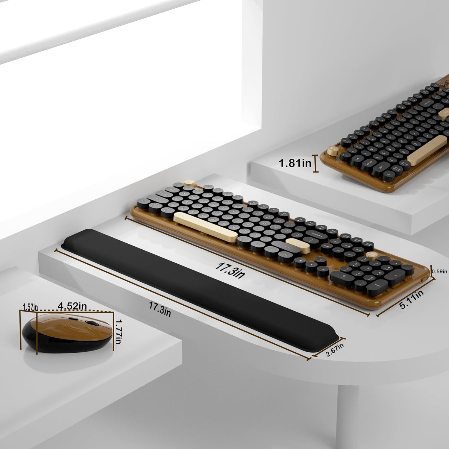 Dimensions of the NEOBELLA keyboard and mouse