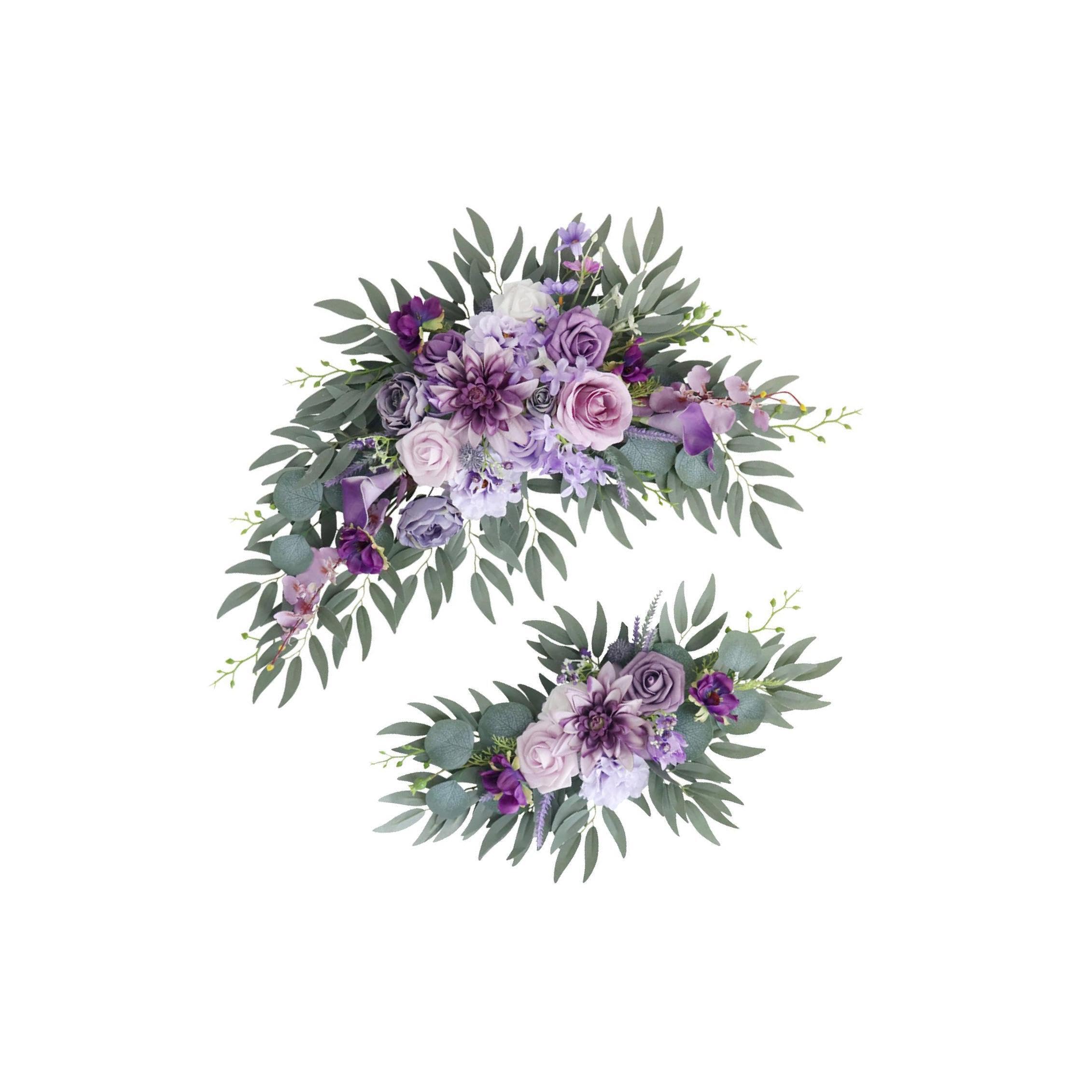 Guirnalda de flores para bodas en jardín y decoración floral de letreros de bienvenida exteriores