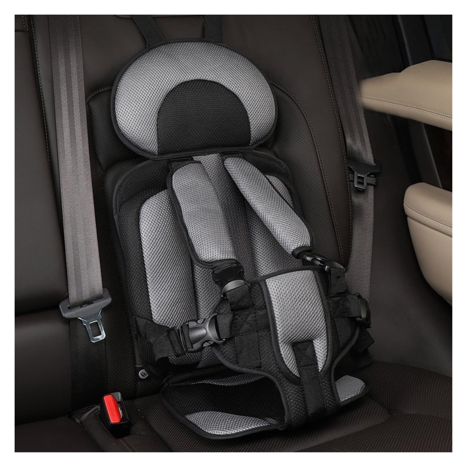 Tragbarer Kinderauto-Sicherheitssitz, elastisch, Fahrzeug-Kindersitze, Kleinkind-Sitzmatte for Kinder von 9 Monaten bis 12 Jahren(Gray)
