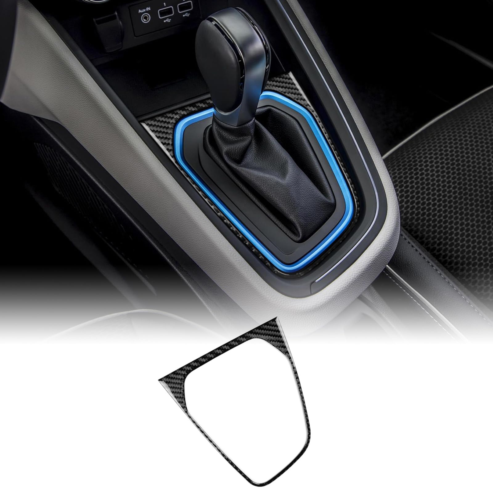 KUNGKIC Per Renault Clio 5 MK5 2025 2024 2023 2022 2021 2020 Accessori Fibra Di Carbonio Auto Pannello Cambio Telaio Ingranaggio Pannello Interno Adesivo Decorativo Regalo (Nero)