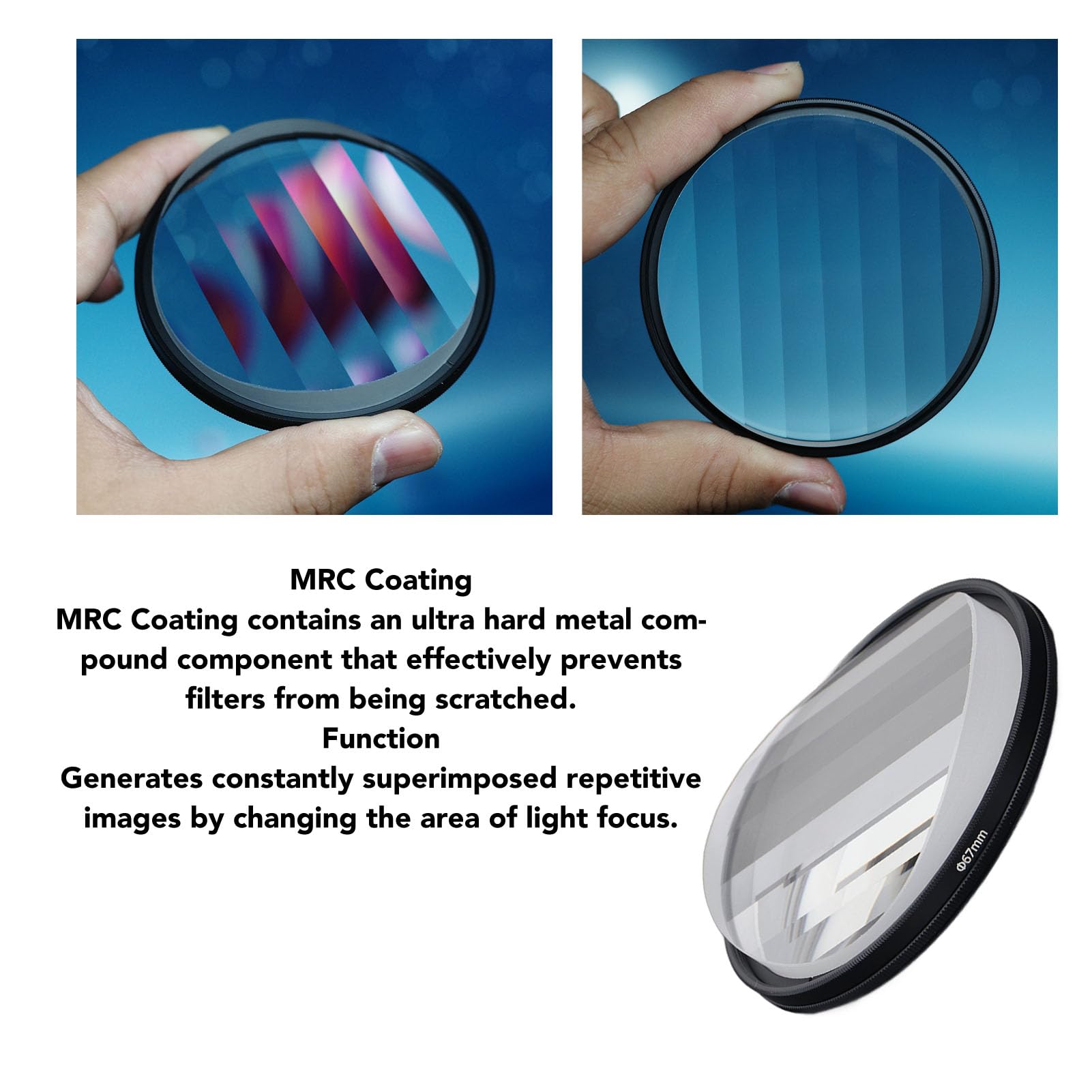 Filtre D'appareil Photo Prisme Linéaire En Verre, étanche, Flou De Premier Plan, Images En Couleur Répétées, Filtre D'appareil Photo, Revêtement MRC, Pratique Pour La Photographie De Portrait (58 Mm