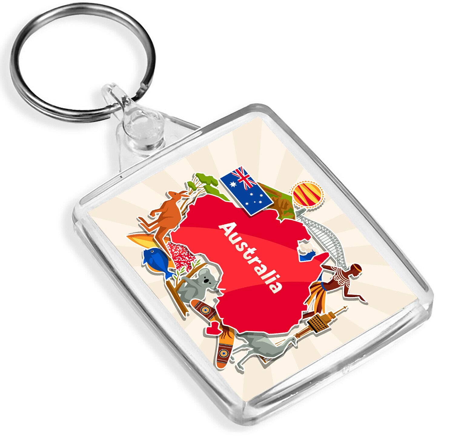 Destination Vinyl Keyrings Unisex Multi Australia Down Under Keyring World Travel Tourist Keyring #14730
