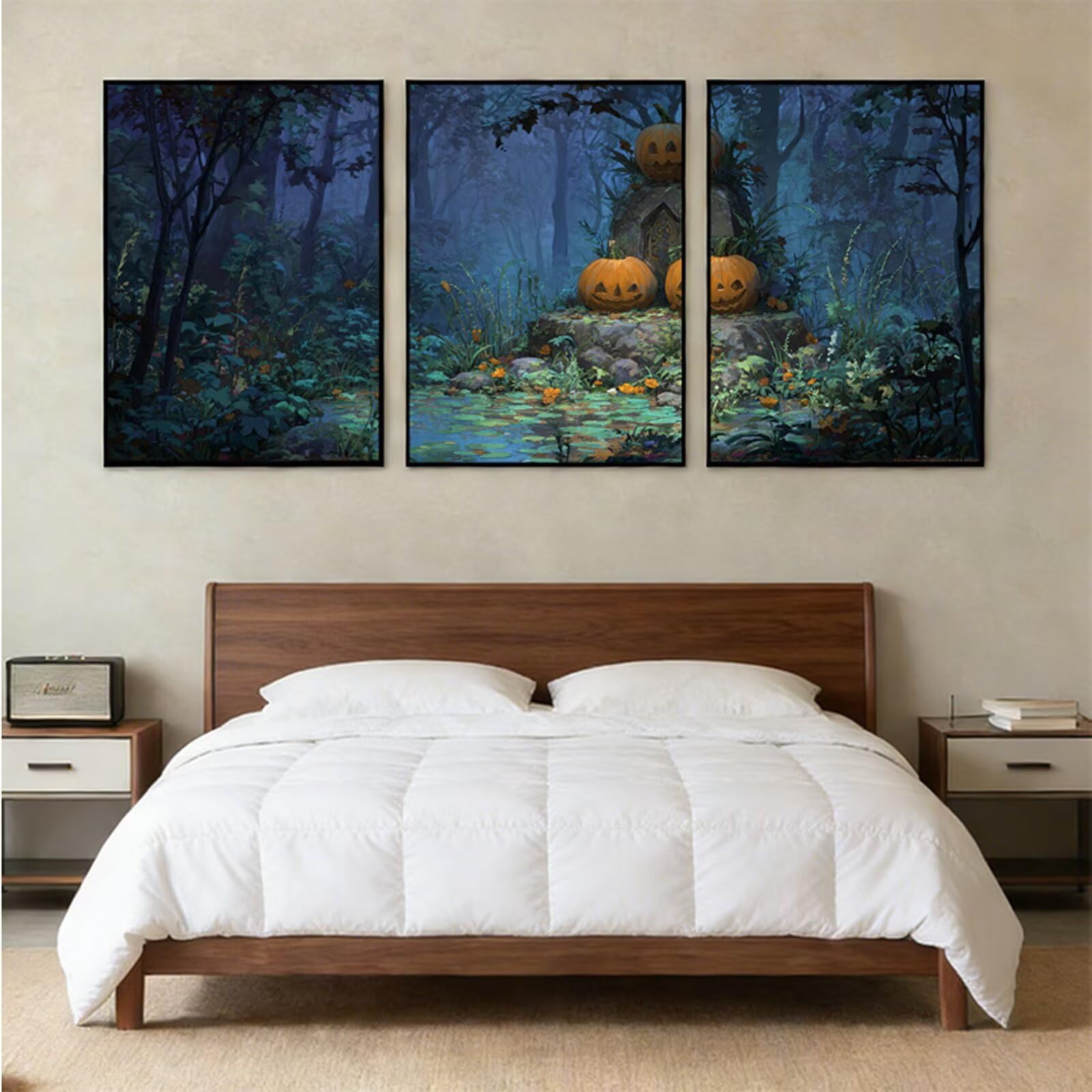 Diamentowe malarstwo na Halloween, pełne zestawy, do malarstwa, dla dorosłych, okrągły zestaw do haftowania, 50 x 70 cm, mozaika ze strasu, rękodzieło, dekoracja domu, na ścianę, prezenty, 3