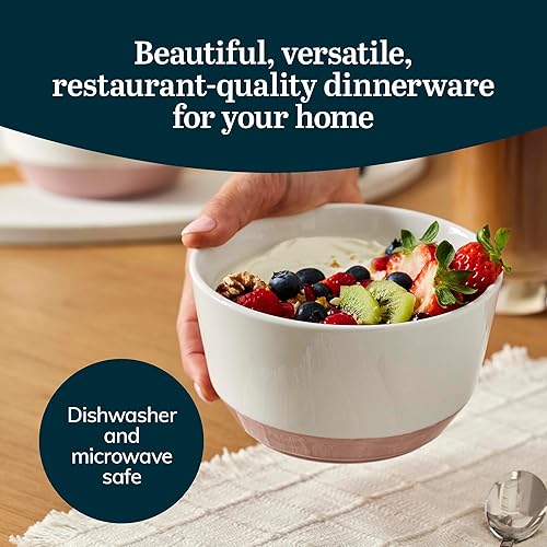 Miniatura 2 de Libbey Austin - Ensaladera de sopa de porcelana de 28 onzas, paquete de 4, rosa sal del Himalaya