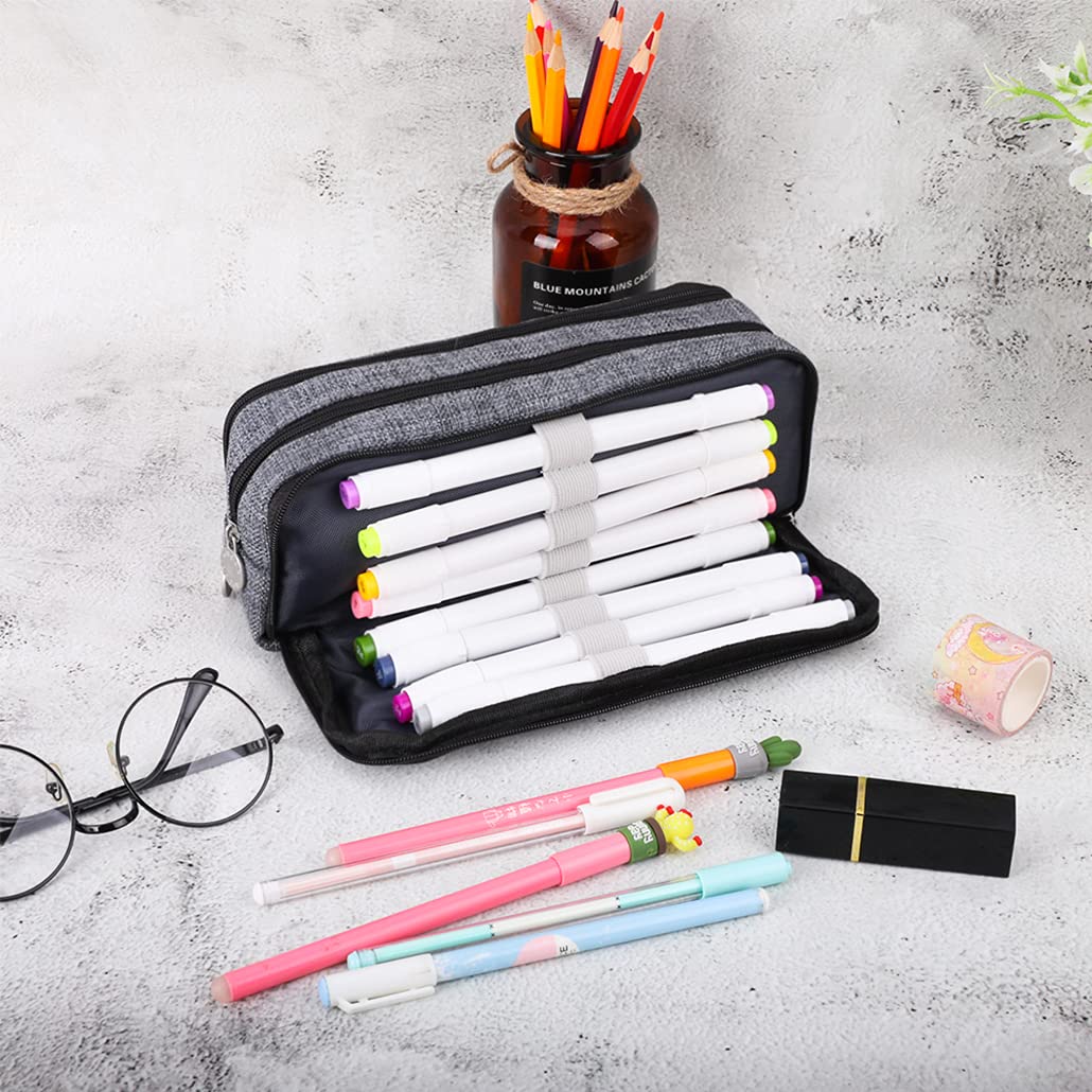 ISuperb Trousse à Crayons Cylindrique Violet - Sac Organisateur Oxford PVC Léger Pour École, Bureau Et Voyage (19,5x9x9cm)