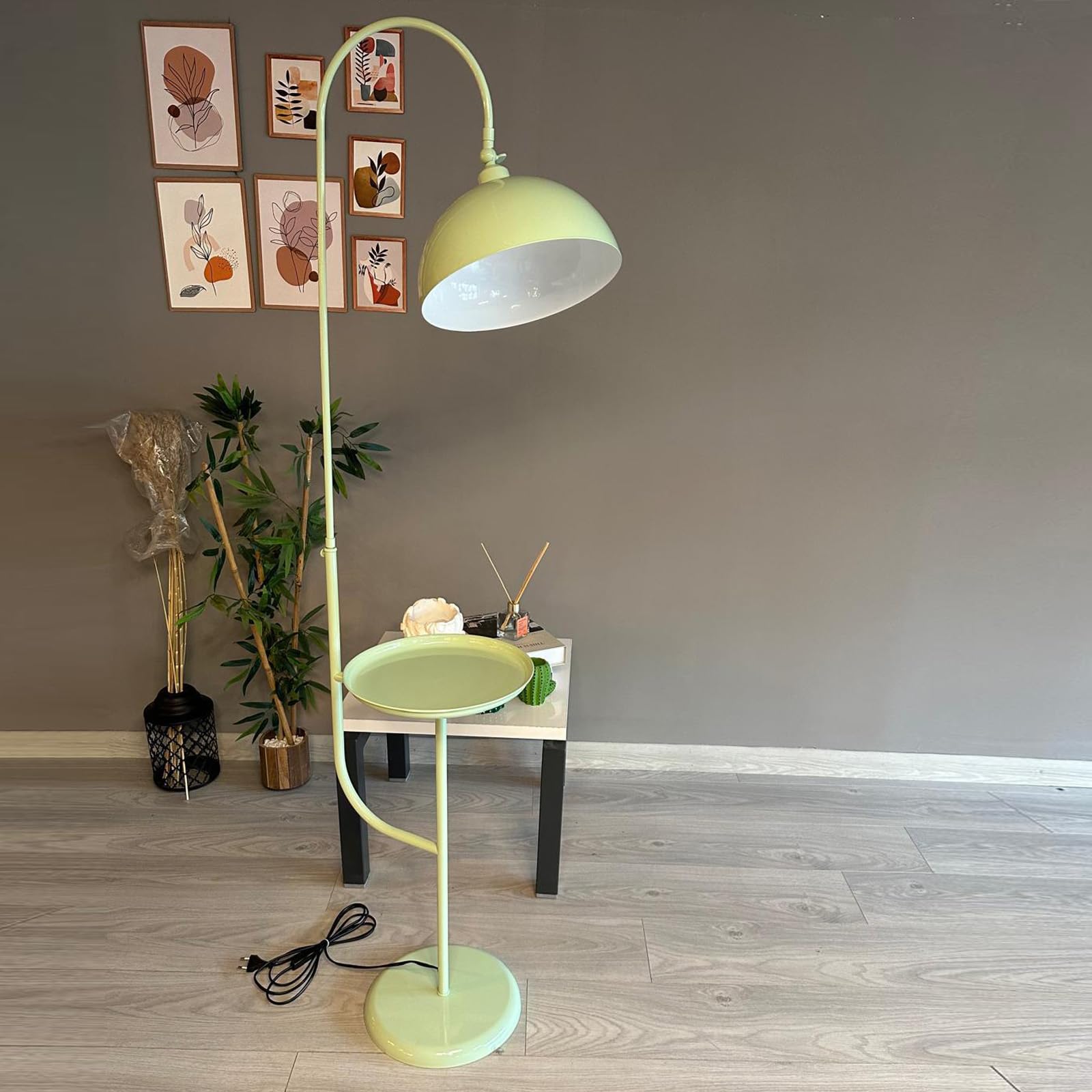 bamyum Gorkiede Floor Lamp Metal, Modern, for Bedroom, Living Room, Children's Room with E27 Socket, 30 cm Wide, Adjustable Lampshade, Mint Green — image 1