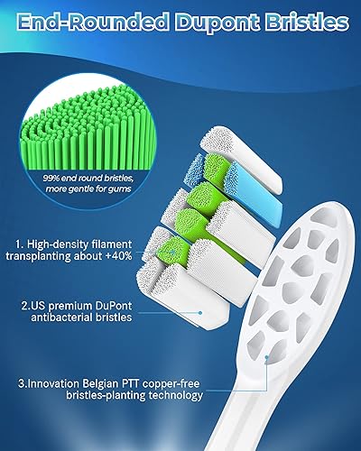 Miniatura 4 de Cabezales de repuesto para cepillo de dientes compatibles con Philips Sonicare paquete de 5 cabezales de cepillo eléctrico de repuesto suaves