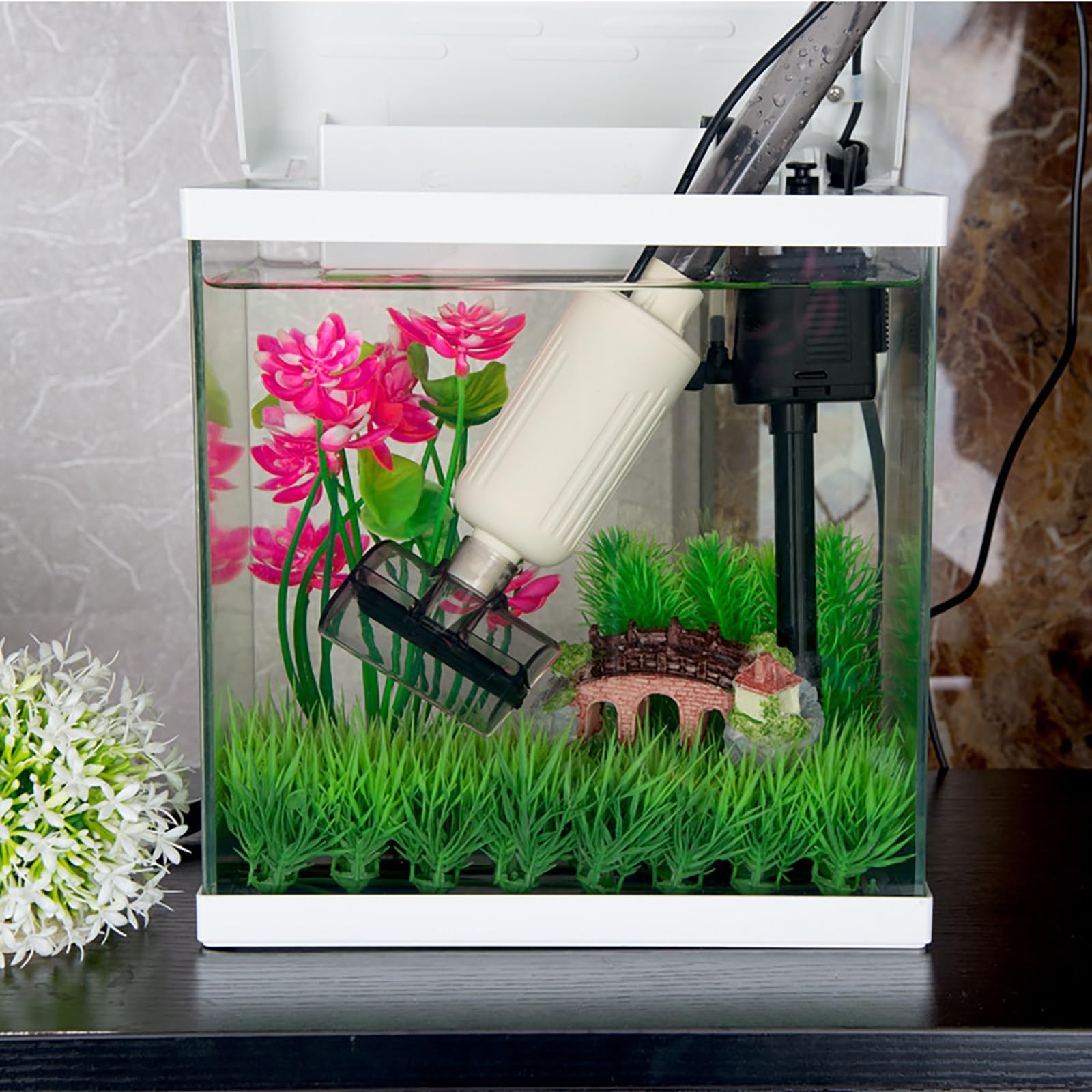Limpiador De Acuarios, Bomba De Grava Aspiradora para Acuario, Herramientas Eléctricas para Limpieza De Peceras, Apto para Cambio De Agua Lavado De Arena y Circulación De Agua
