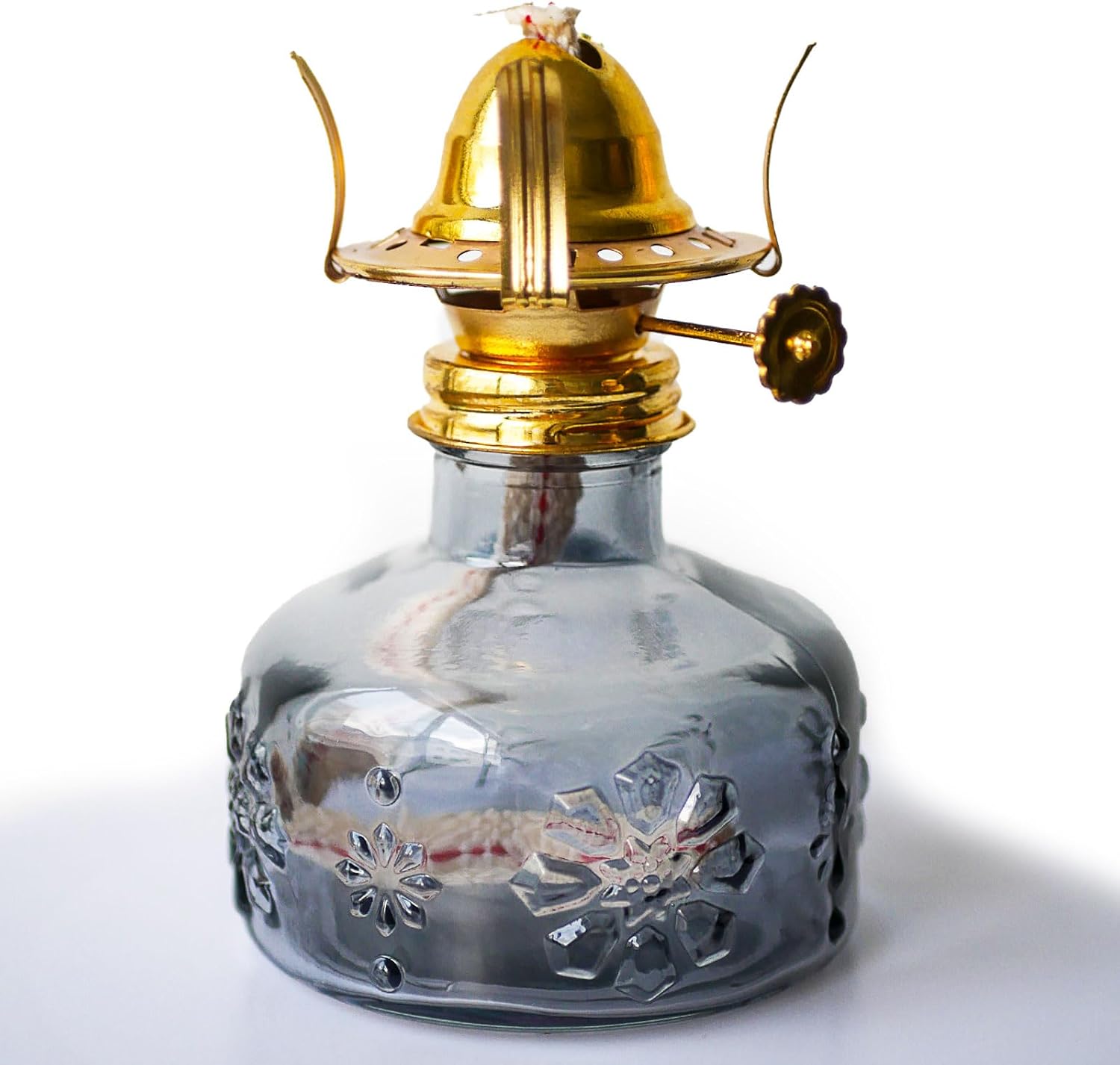 2 Pcs Chamber Oil Lamp Grey Vintage Glass Clear Kerosene Lamp Indoor Decorative Hurricane Lamp Oil Lamps for Indoor Use or Tabletop Decor and Emergency Lighting