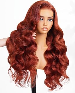 Arabella Reddish Brown 5x6 Wear and Go Glueless Wigs Auburn Human Hair Pre Plucked Pre Cut Body Wave 230% Density Color Lace Front Wigs Human Hair for Black Women Bleached Knots 20 inch