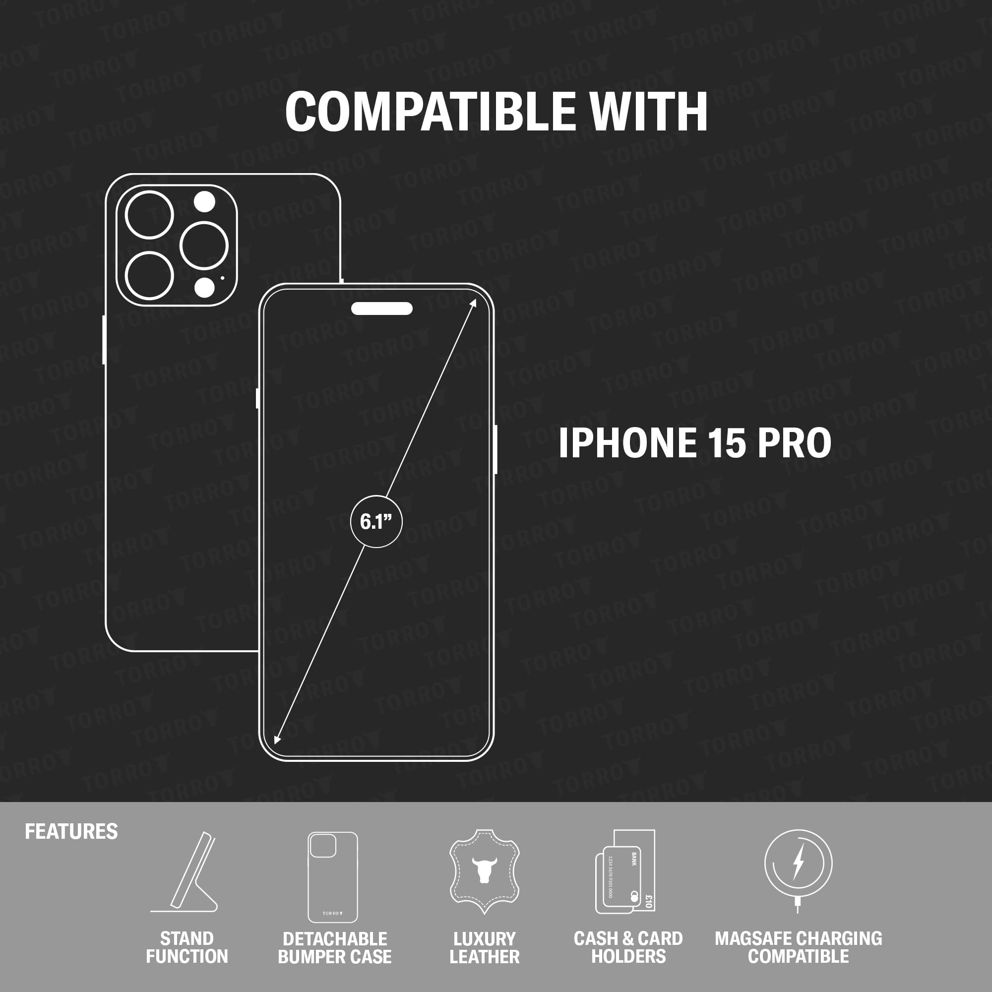 TORRO Nubuck Leather Case Compatible with iPhone 15 Pro - Image 2