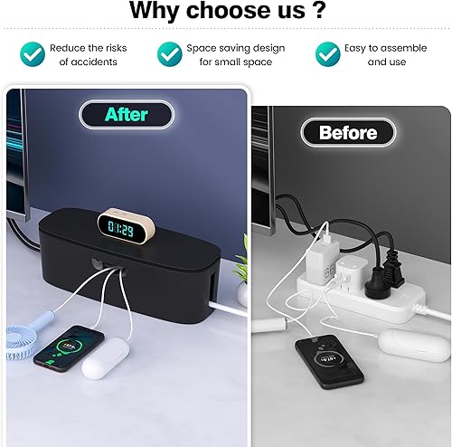 Miniatura 4 de Cable Management Box - Large Cord Organizer Box to Hide Power Strip & Under Desk, TV Computer Wires Cable Organizer Box with Baby Proofs, Desk Cord
