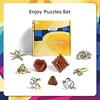 Vista 4 de Rompecabezas retro de madera y metal de dificultad de 9 piezas para adultos, adolescentes y niños, rompecabezas de mente genial