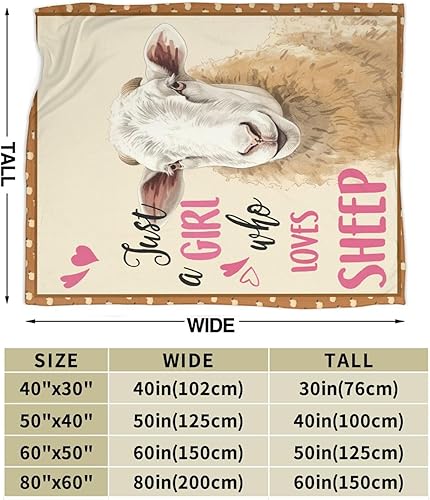 Miniatura 7 de Manta de franela de felpa con texto en inglés Just a Girl Who Loves Sheep, bonita manta de franela de oveja, manta decorativa de animales de oveja,