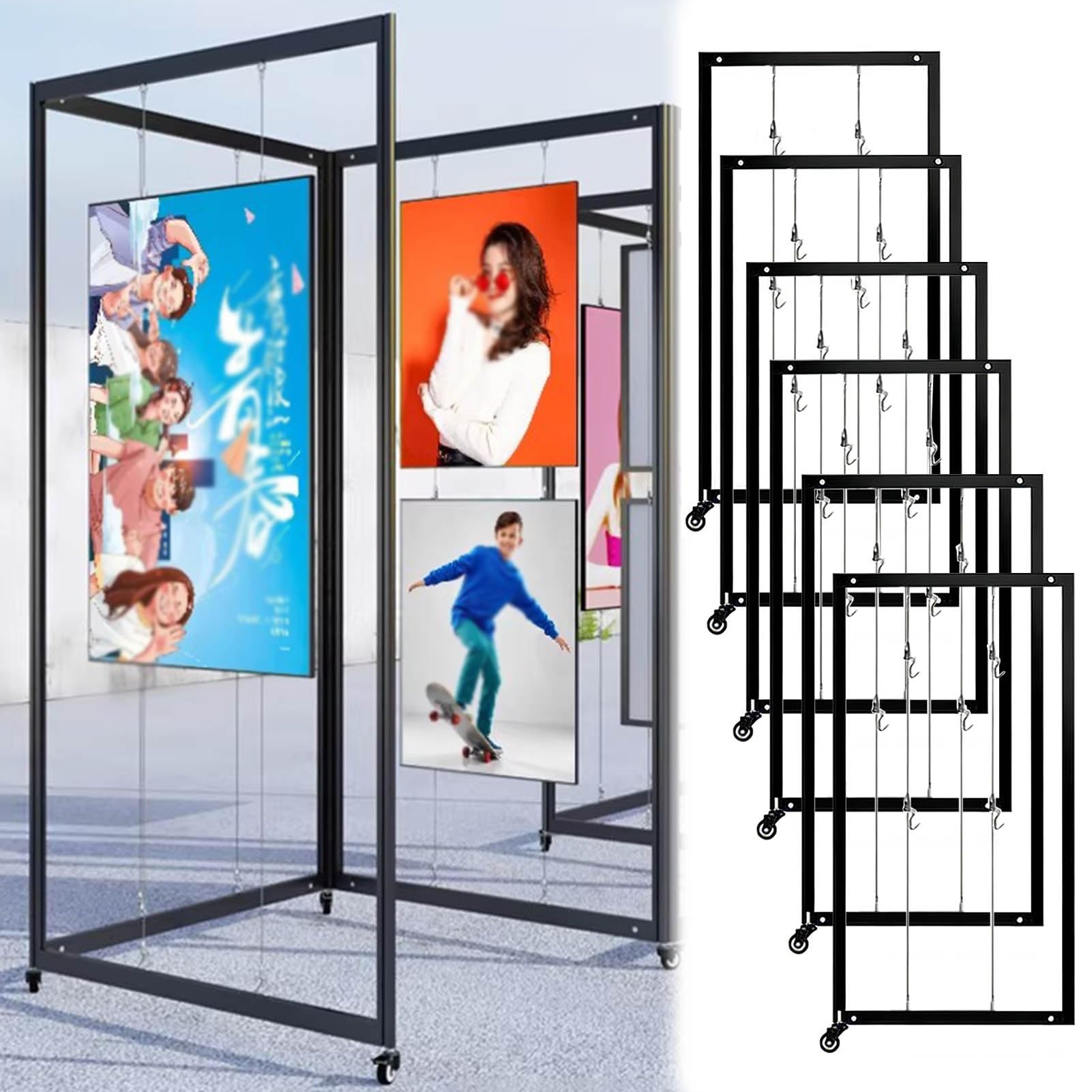 Soporte plegable para exposición, soporte de exhibición de obras fotográficas independientes, soporte móvil para carteles publicitarios