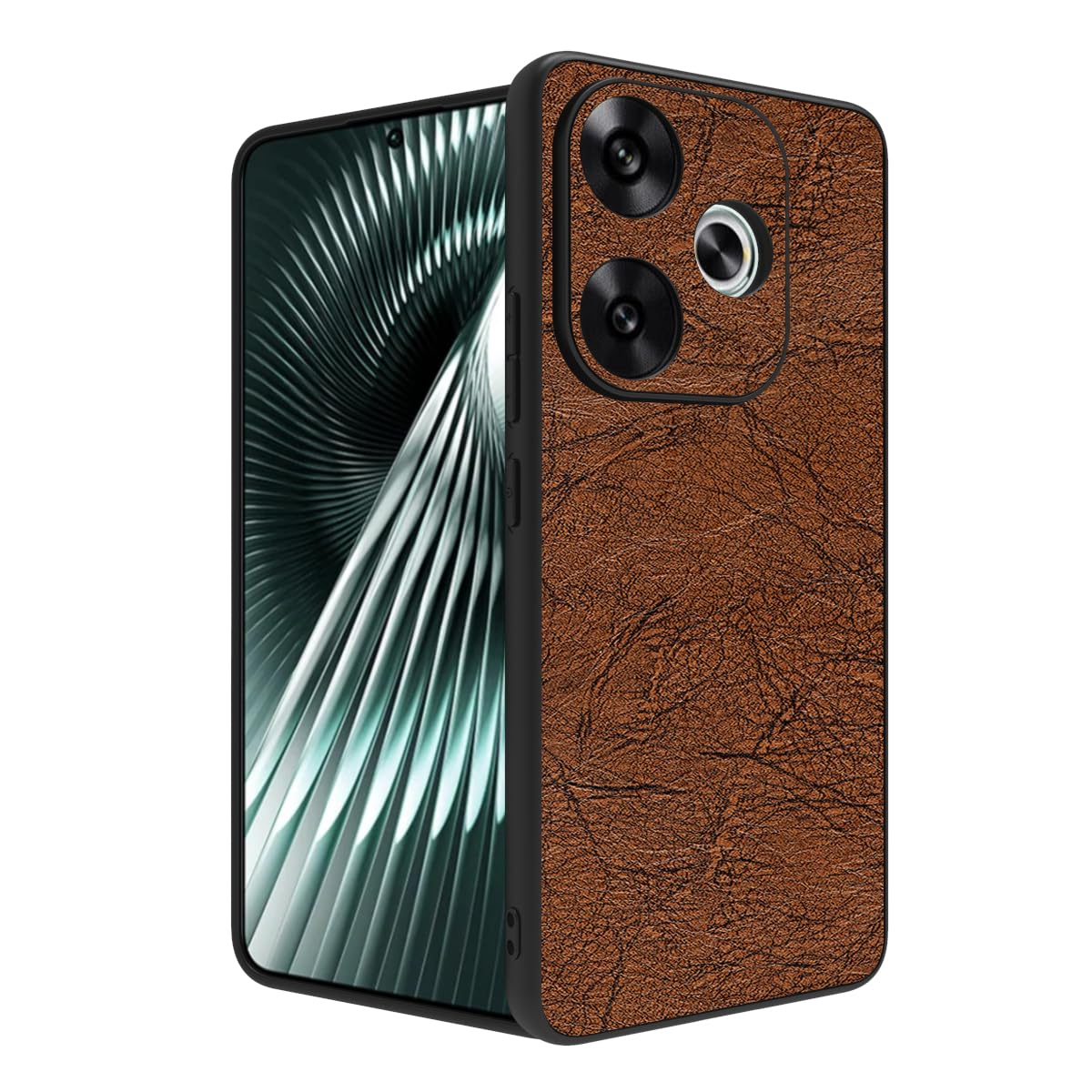 RIGGEAR Sleek Back Cover Case Compatible with Poco F6 5G (PC+TPU|Brown Leather) (B0D4QXJCPJ) Amazon Price History, Amazon Price Tracker