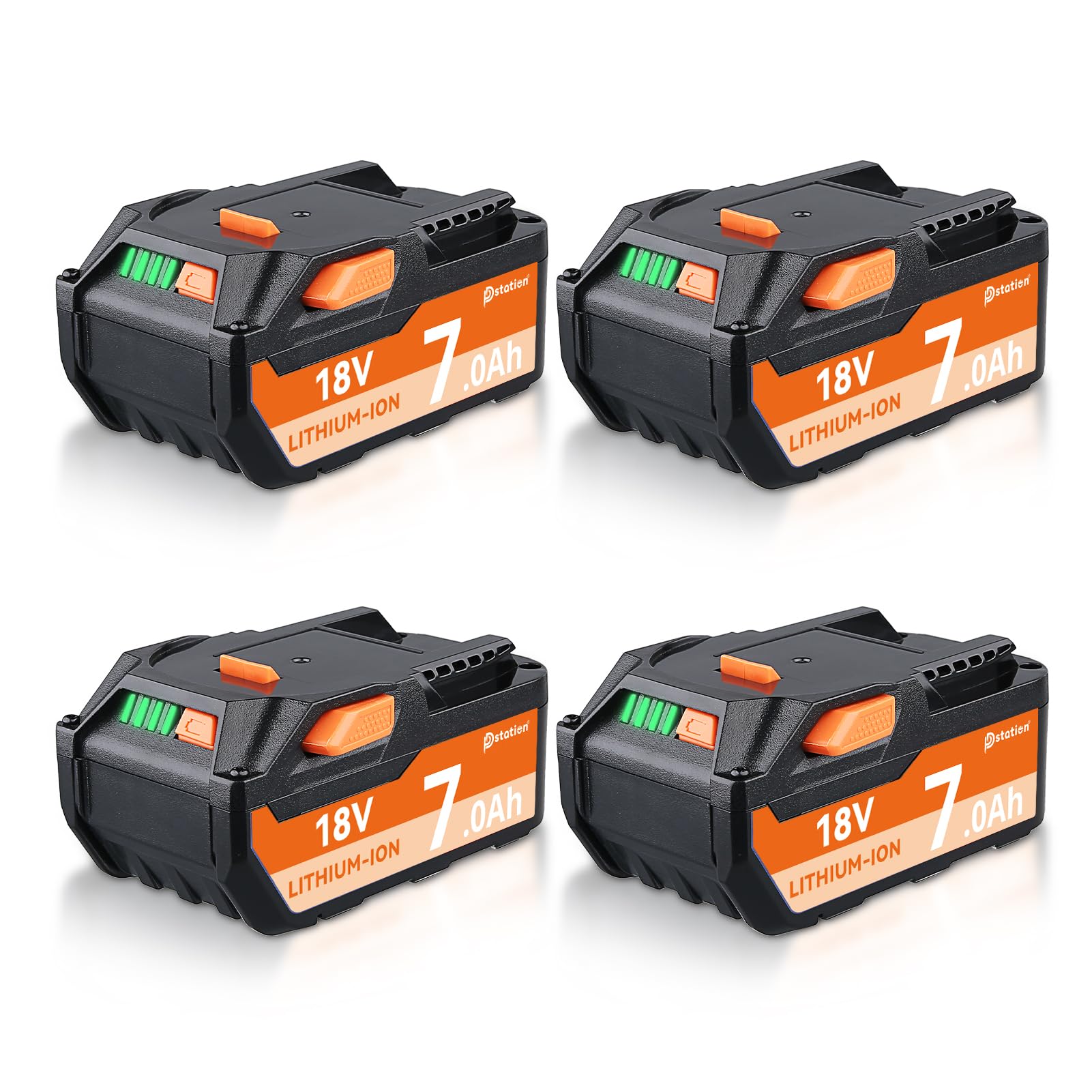 PDstation 4Pack 7.0Ah R840087 Li-ion Replacement for Ridgid 18V Tools Battery Compatible with Ridgid 18V Battery R840085 R840087 R840083 R840086 R840089 AC840085 AC840086 Cordless Drill Tools