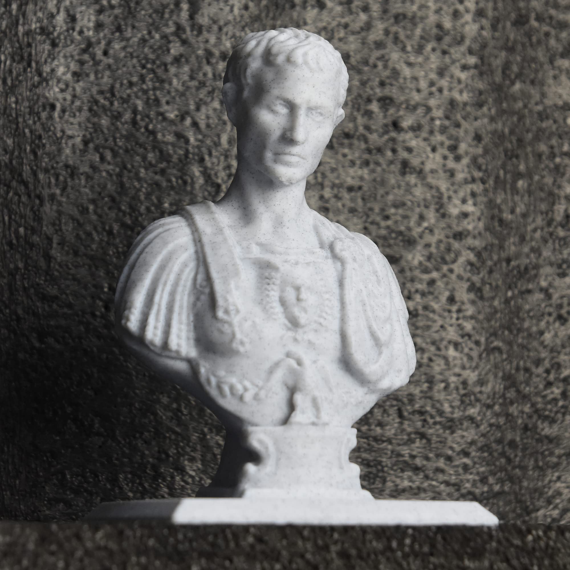 Giulio Cesare portamatite statua porta penna matita ufficio scrivania mezzo busto statua 150mm 3D 5 posti PLA biodegradabile (Marmo)