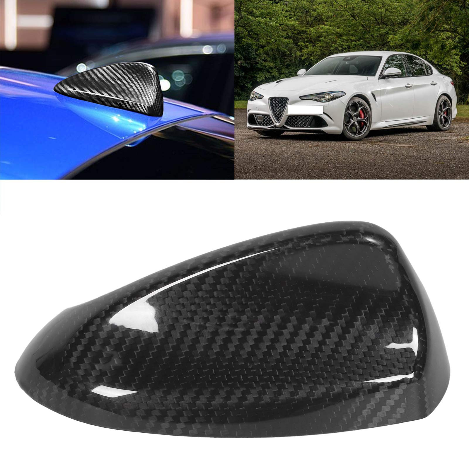 Sonew Copertura Antenna per Auto in Fibra di Carbonio Fin Trim Decorazione Lucida Adatta per/Stelvio