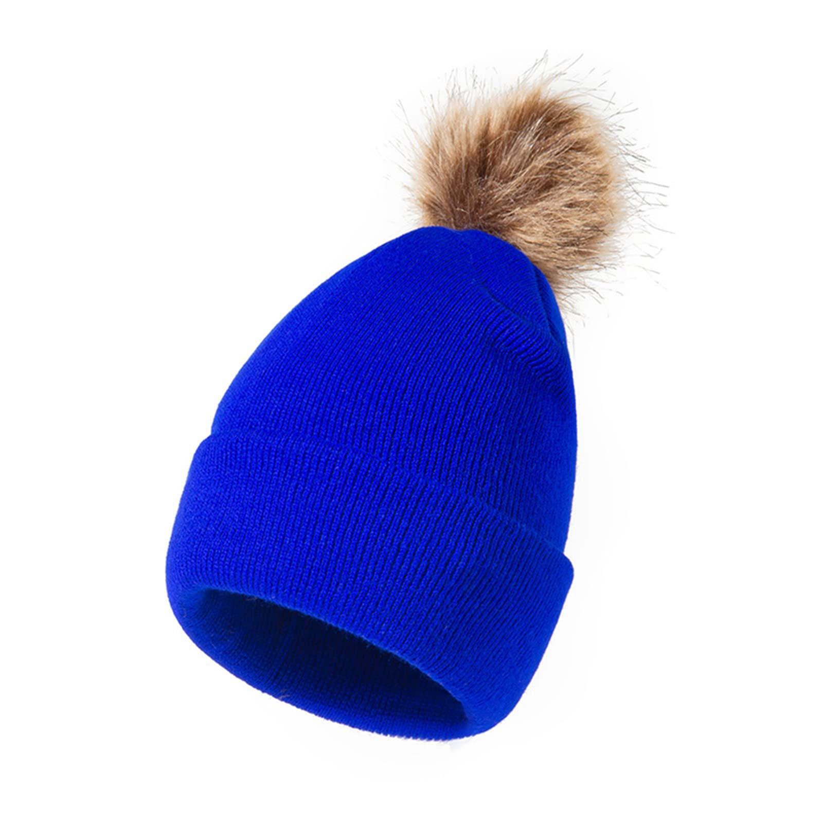 Czapka Zimowa Ciepła Czapka Z Dzianiny Chłopcy Ludzie Bawełniana Podszewka Dziewczęca Czapka Zimowa Czapka Dziecięca Czapki Dziecięce Kaptur Dziewczyny/Blue/One Size