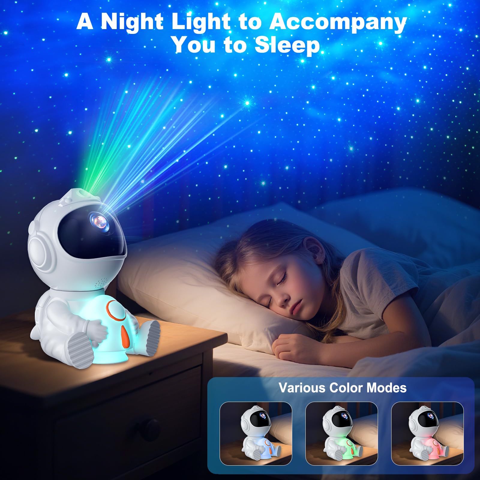 Proiettore Stelle Soffitto, LED Astronauta Proiettore Stelle Telecomando, 8 Modalità di Nebulosa & 5 Modalità di Luminosità e Velocità, Luce Notturna a Razzo, Lampada Proiettore Stelle Bambini Adult