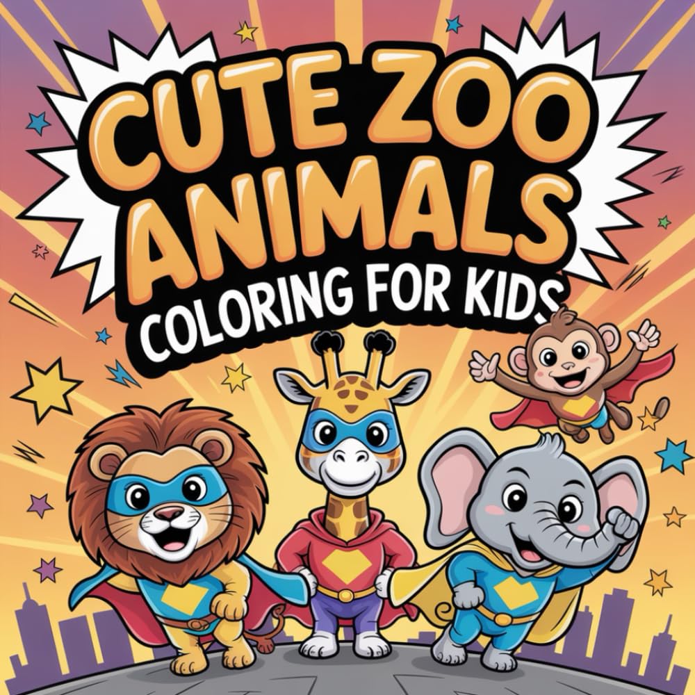 Cute Zoo Animals Coloring Book for Kids: 100+ Fun Pages of Lions, Elephants, Monkeys and More for Creative Little Artists