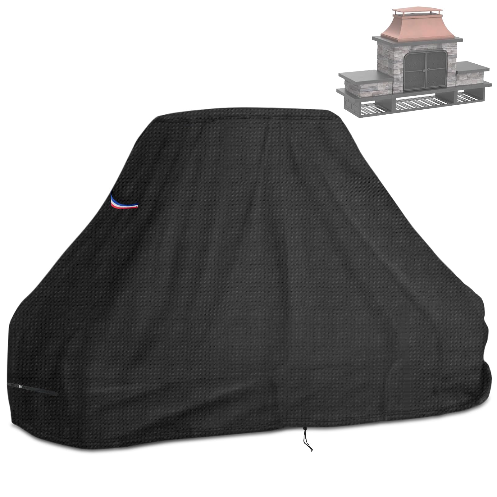 Topcover Outdoor Fireplace Cover, Heavy Duty Waterproof 82inch Tall Patio Wood Burning Fireplaces Cover - 82"L x 24"W x 52"H