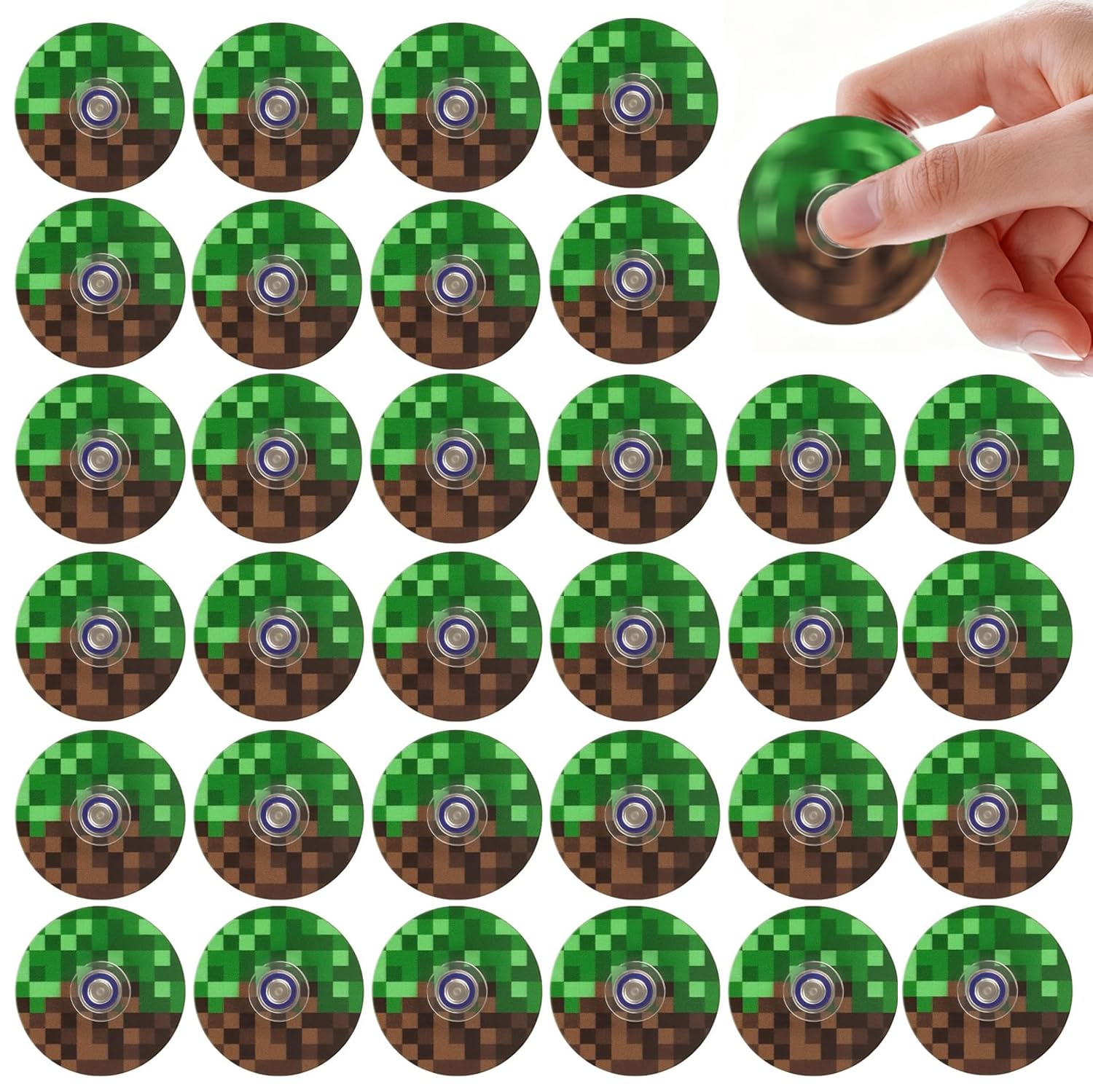 30 x grüne Pixel-Spinner-Spielzeuge für Kinder