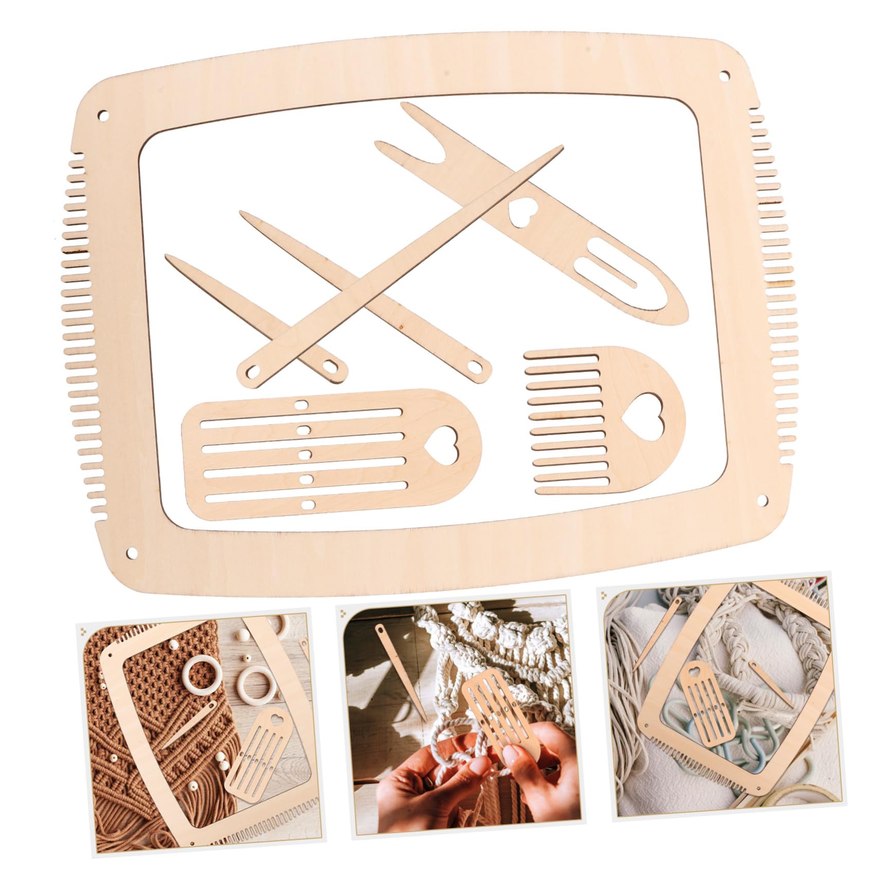 SEWACC 2juegos Kit De Tejer De Madera Para Principiantes y Palos De Weaving Para Manualidades