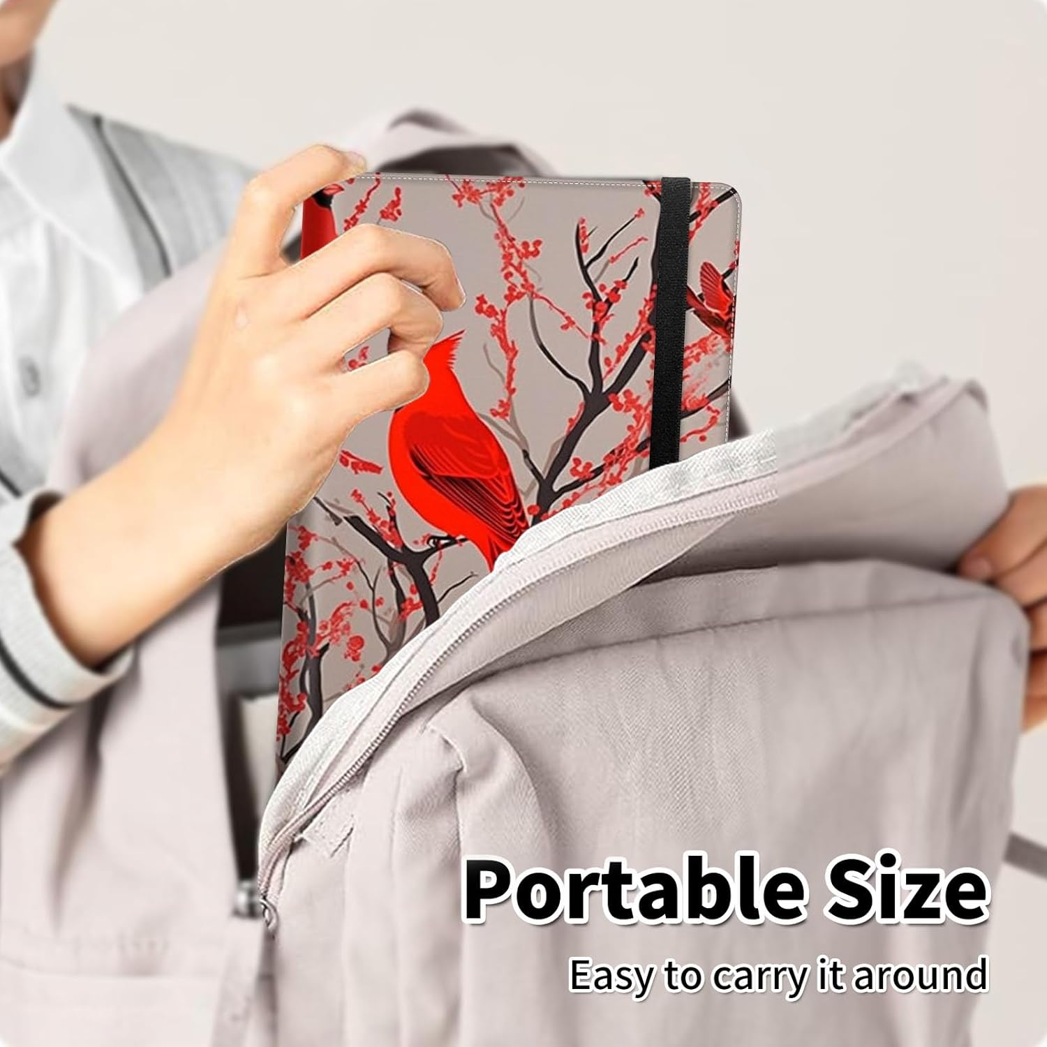 Photo Album 4x6 120 Pockets Photos with Elastic Band, PU Leather Photo Books Small Mini Capacity Picture Album for Family Wedding Travel Anniversary Baby Vacation Pictures,Red Cardinal Birds