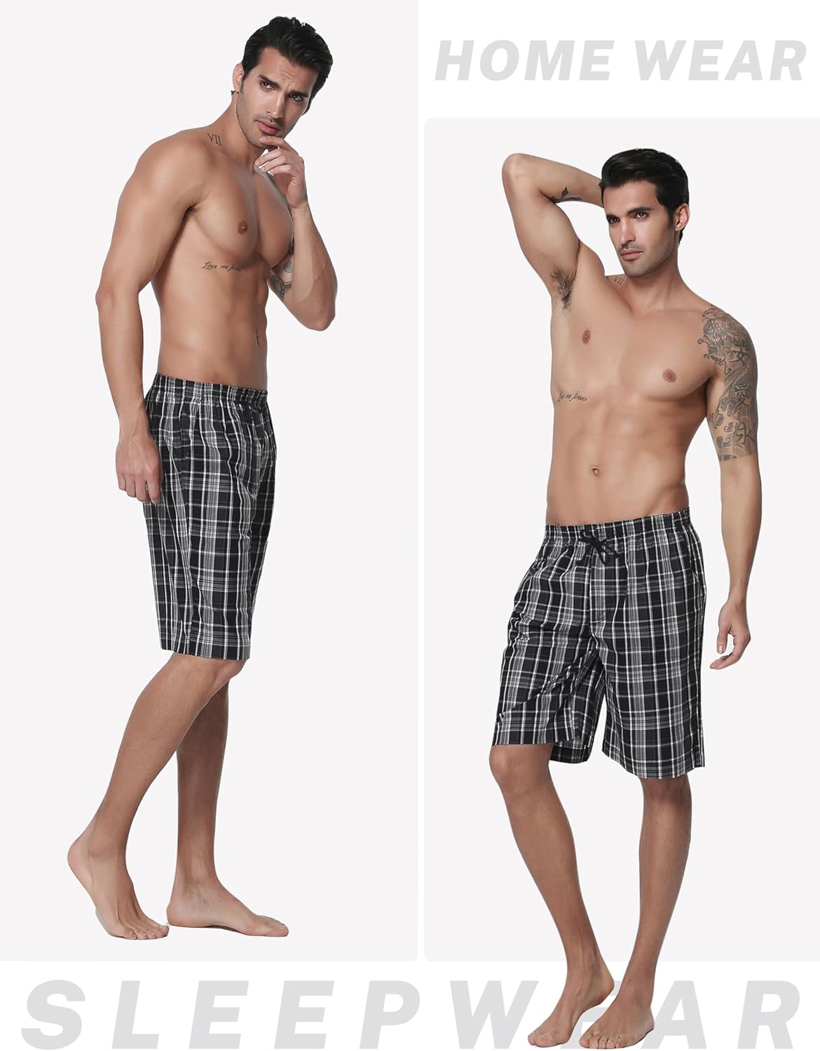 MoFiz Men's Plaid Pajama Shorts 3-Pack Woven Cotton Sleep & Lounge Shorts, Lightweight PJ Bottoms with Pockets & Button Fly - Image 8