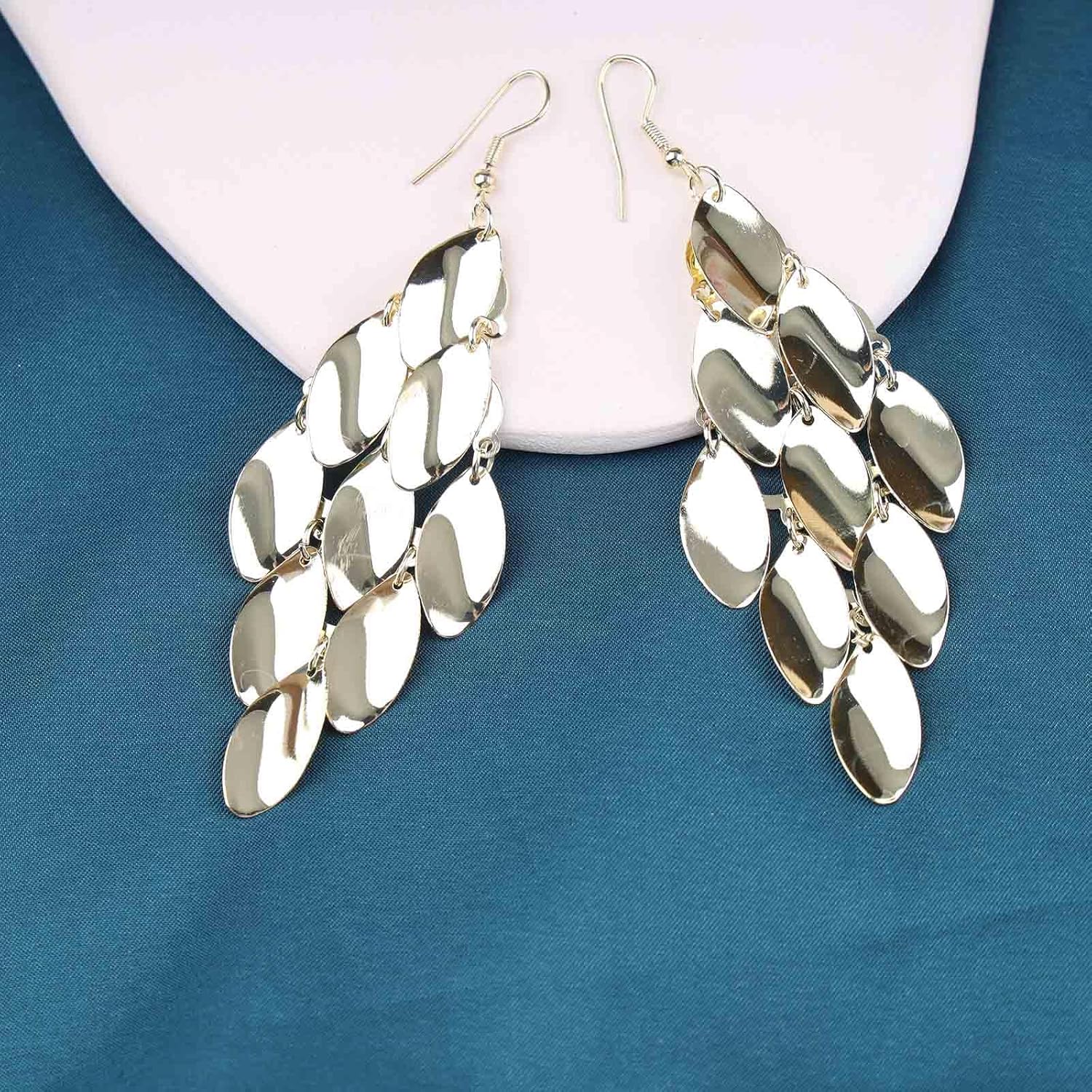 Andelaisi Boho Leaf Drop Dangle Earrings Vintage Smooth Leaf Earrings Gold Fall Leaf Earrings Ethnic Super Lightweight Chandelier Earrings Jewelry for Women - Image 6