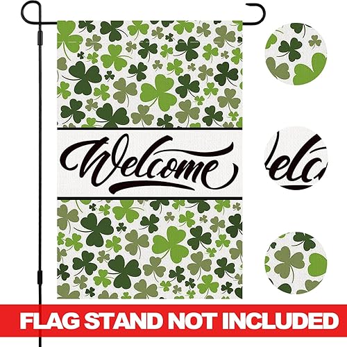 Miniatura 5 de Bandera de jardín de bienvenida para el día de San Patricio, banderas de jardín pequeñas de primavera, 12 x 18 pulgadas, vertical, de arpillera de