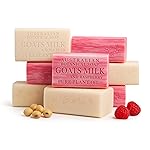 Australian Botanical Soap, Classic Goat Milk and Goat\'s Milk with Raspberry, 6.6 OZ, Triple Milled Bars made with Enriched with Organic Shea Butter, Pack of 8