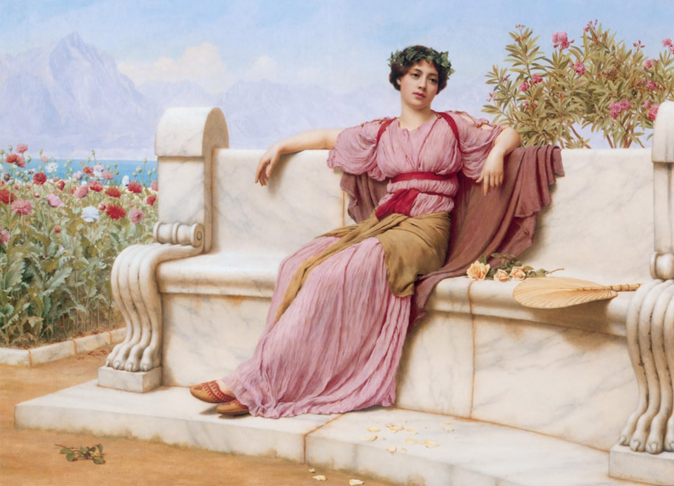 SERENDIPITP Aesthetic Poster Photo Wall Print Retro Picture Tranquillity by John William Godward Modern Wall Artwork for Home Decor 60x90cm