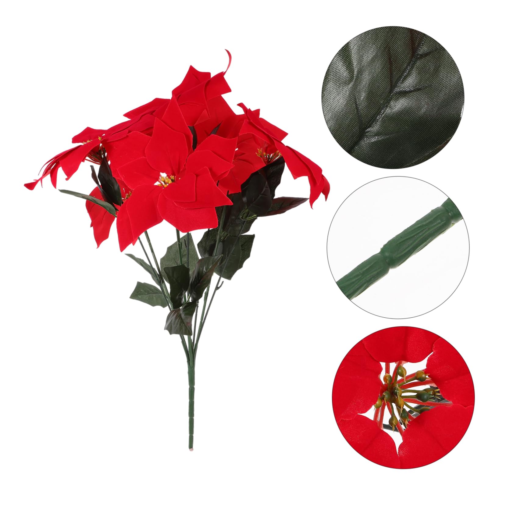DECHOUS 2piezas Flores Artificiales de Navidad Poinsettia Roja Flores Navideñas y Navideños para Decoración de Centro de Mesa Adornos para Árbol de Navidad Hogar y Oficina