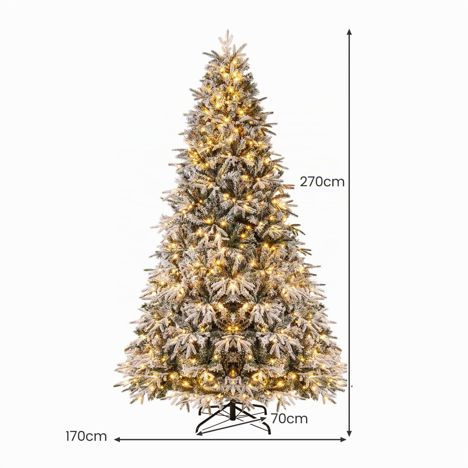 LIFEZEAL 240/270 cm Sapin de Noël Artificiel Enneigé Illuminé